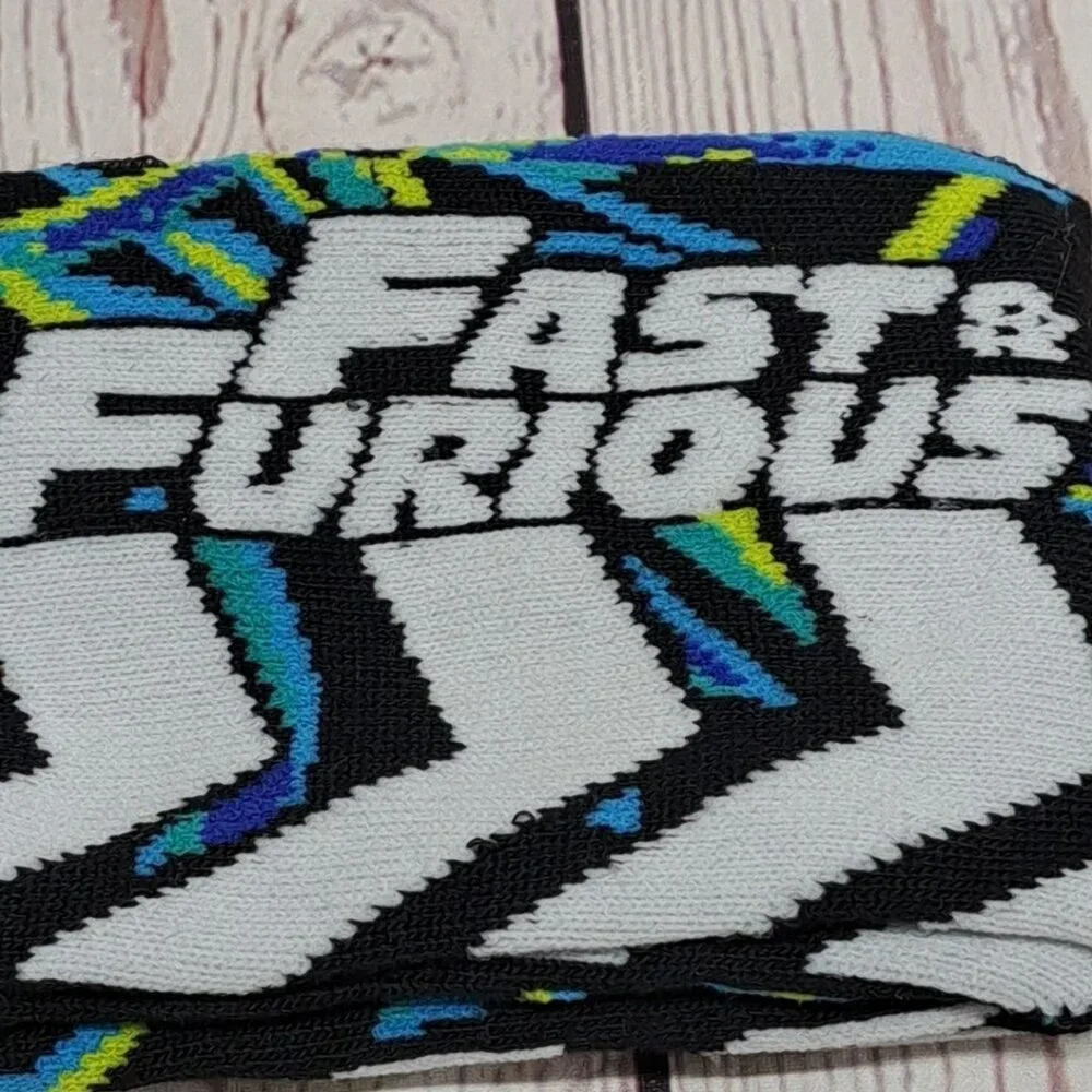 3 Pair Universal Studios Fast & Furious Crew Socks One‎ Size All Over Graphics